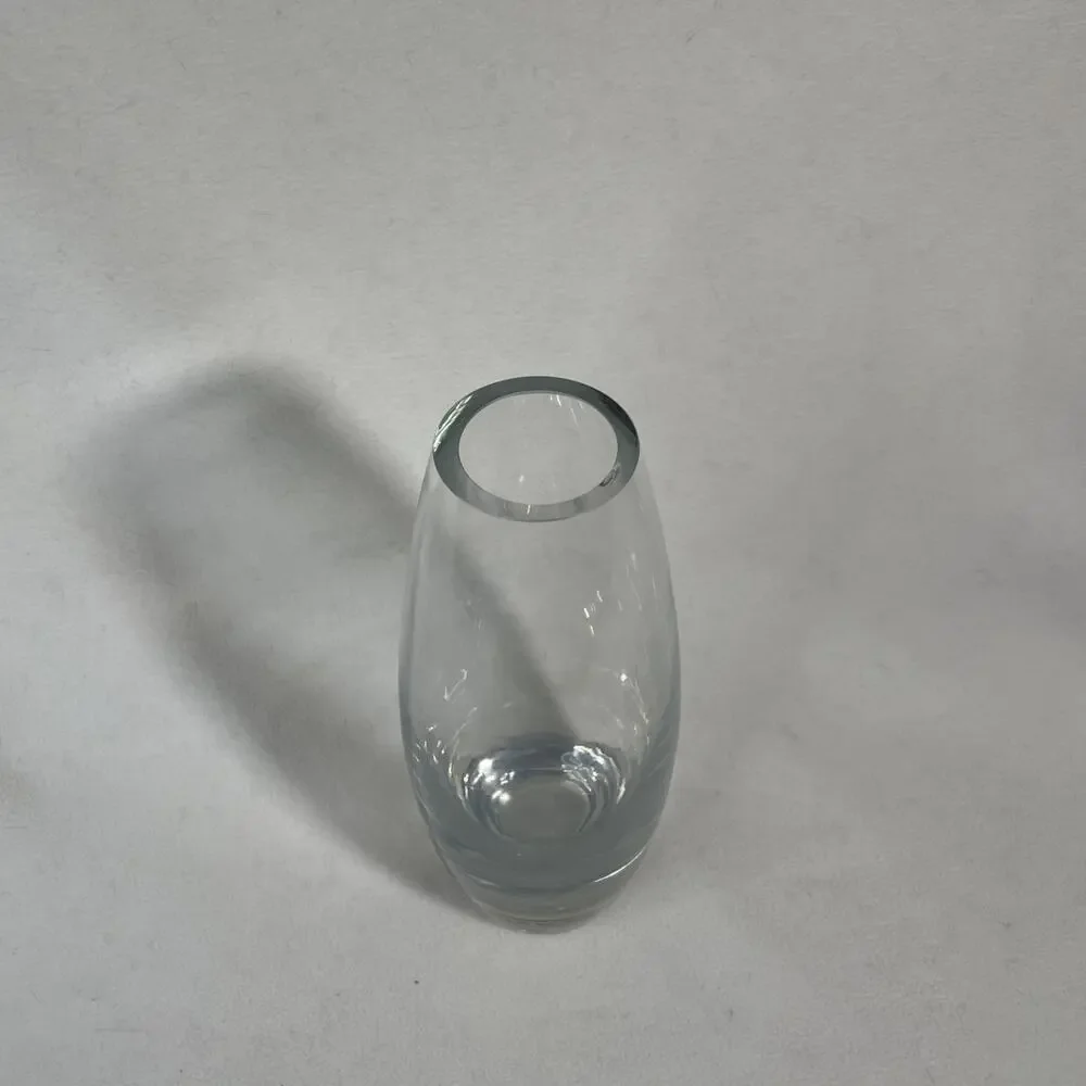 Romania Crystal Clear Heavy Mouth Blown Glass Vase w/ Sticker 10.5